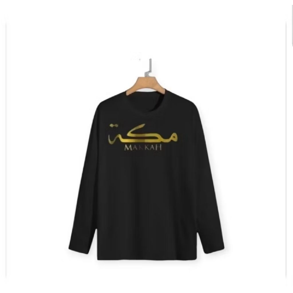 kaos  lengan panjang distro makkah kaos baju mekkah ARAB tulisan Pria Atasan Oblong Dewasa panjang M