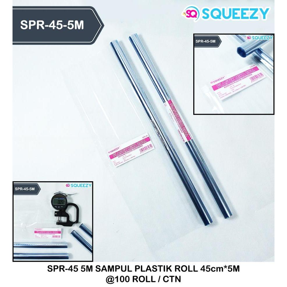 

SQUEEZY PLASTIK MIKA ROLL SPR-45 SAMPUL MIKA PLASTIK 45cm X 5 Meter (1 ROLL) TERMURAH