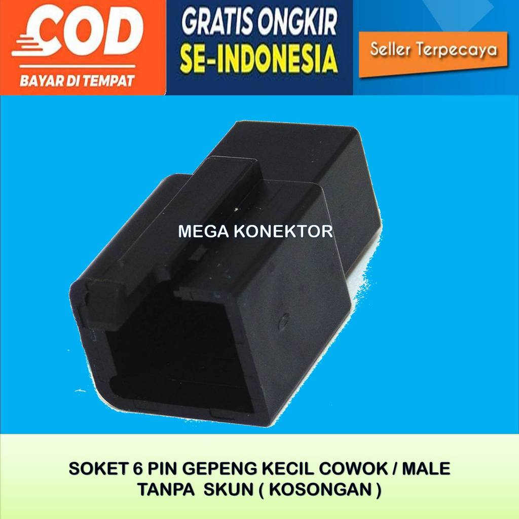 SOKET KABEL MOTOR 6 PIN KECIL  MALE HITAM KOSONGAN -SOKET–SOKET KABEL–6 PIN- SOKET–SOKET 6 PIN NYLON
