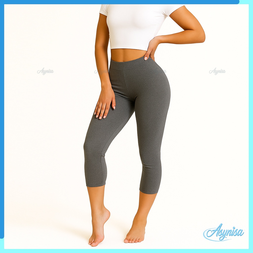 Legging Pendek Wanita / Celana Legging Pendek Selutut Bahan Kaos Rayon