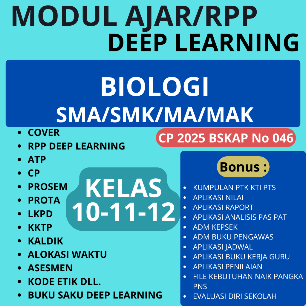 

Modul Ajar RPP Deep Learning SMA BIOLOGI KELAS 10 11 12- RPP DEEP LEARNING SMA/SMK SIAP PAKAI
