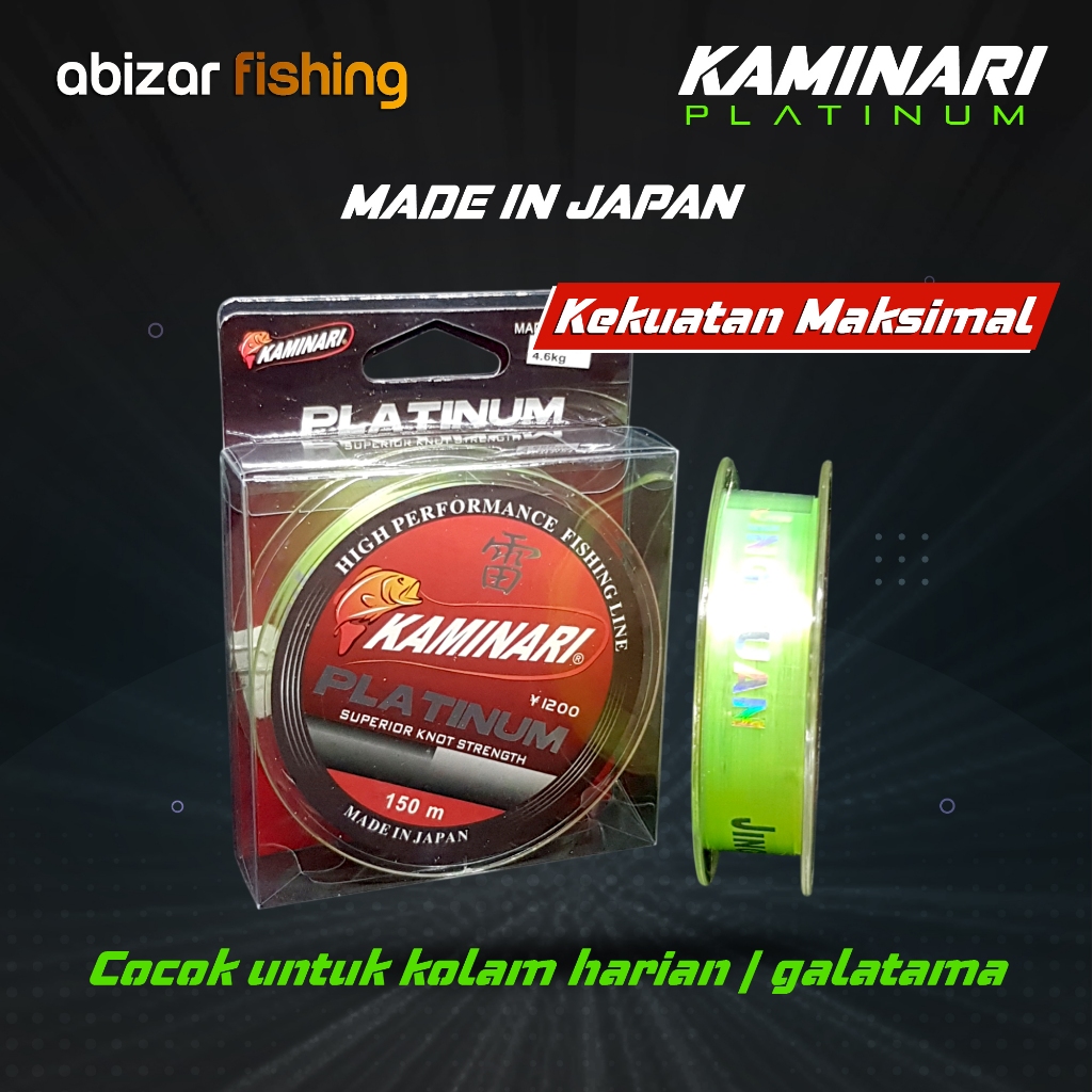 Senar Pancing Kaminari Platinum Made in Japan 150m | Anti Keriting & Tahan Gesekan
