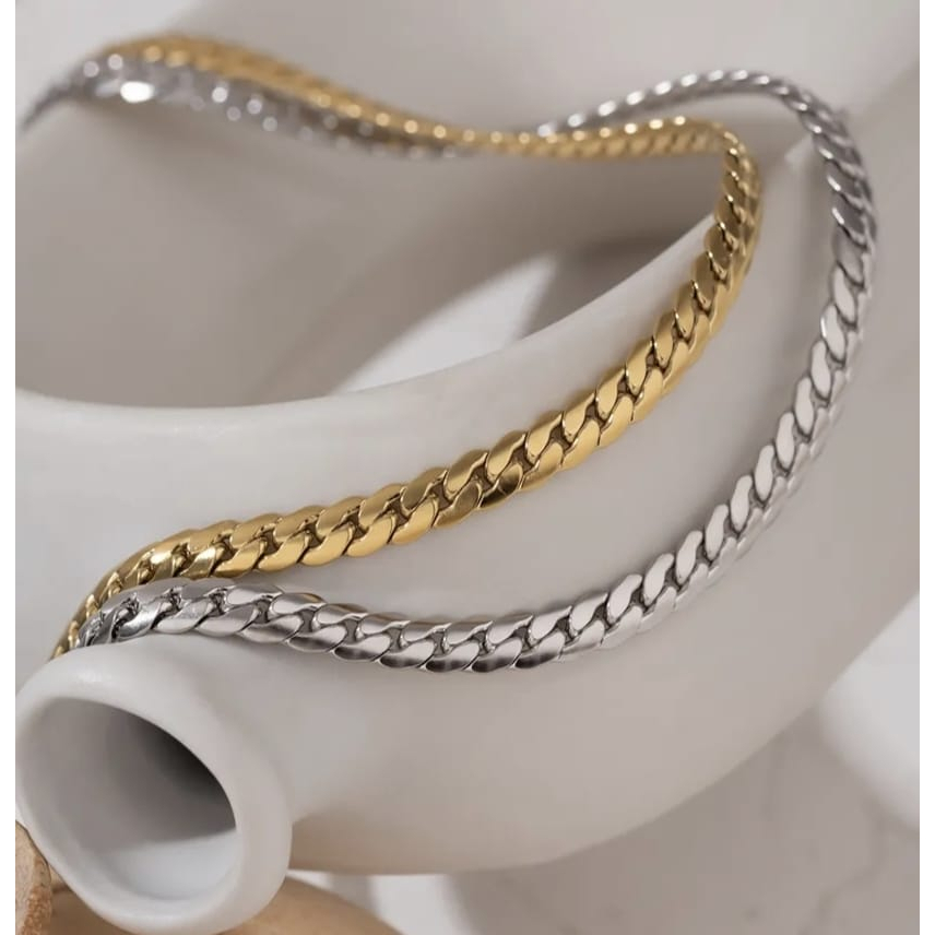 Kalung Titanium Rantai Pria Motif Sisik Ular Sisik Naga | Kalung Cowok Tebal Anti Karat Tidak Luntur