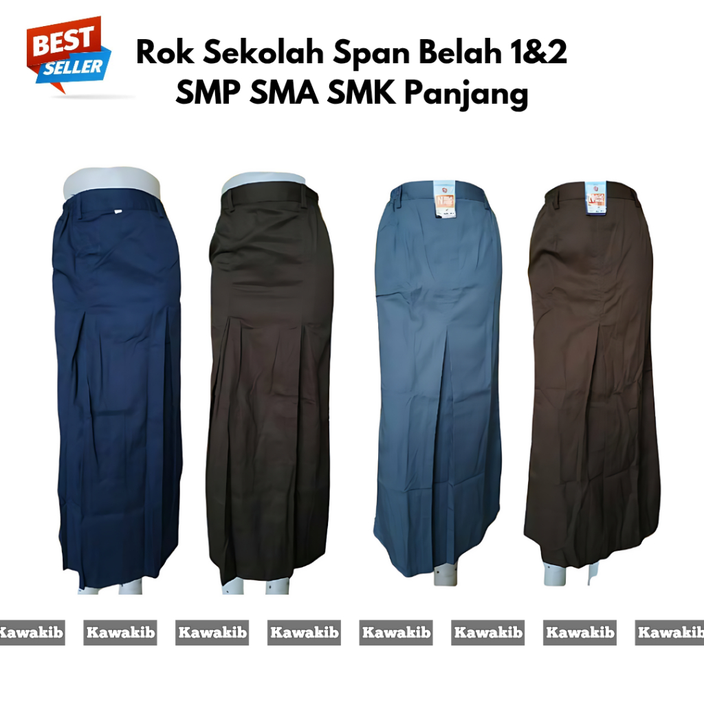 Rok Sekolah Span SMP SMA SMK Warna Biru Abu Abu Coklat Pramuka Panjang Wiru 1 Wiru 2