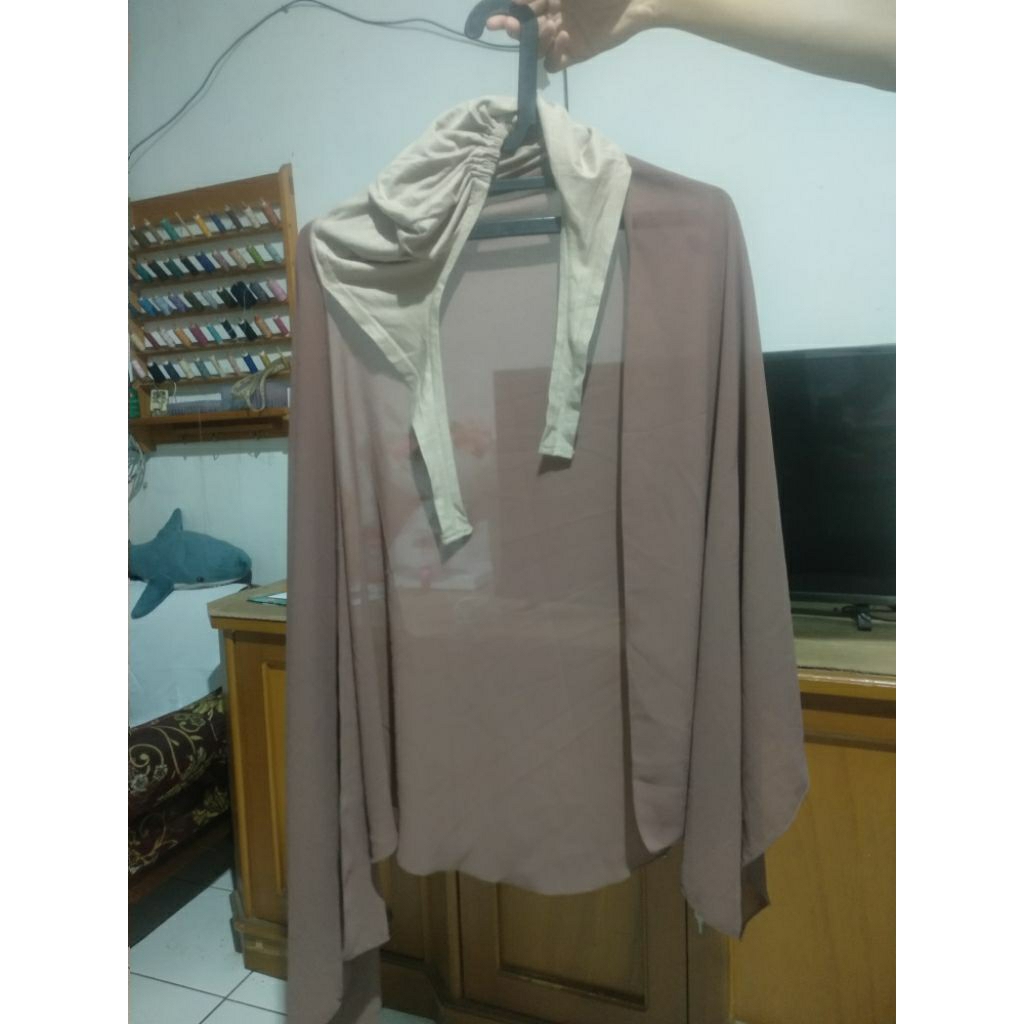 Kerudung Instan Ciput / Hijab Ciput Tali kerut Warna Coklat
