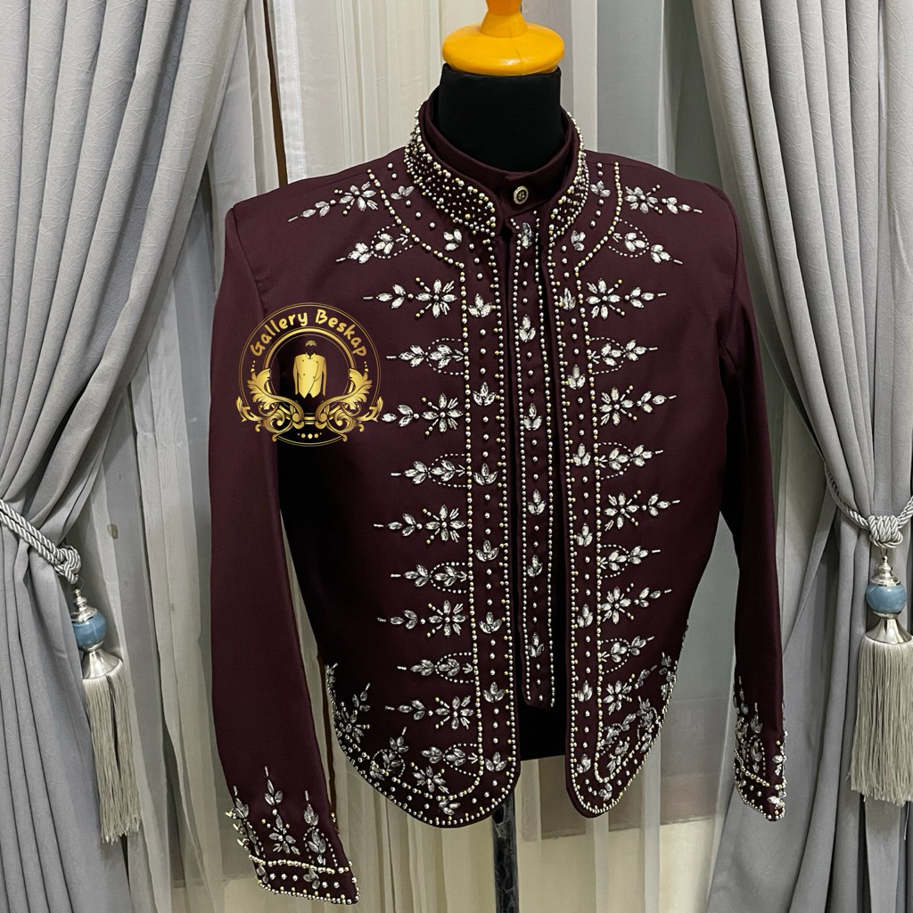 Beskap pengantin jawa premium warna burgundi/ beskap solo