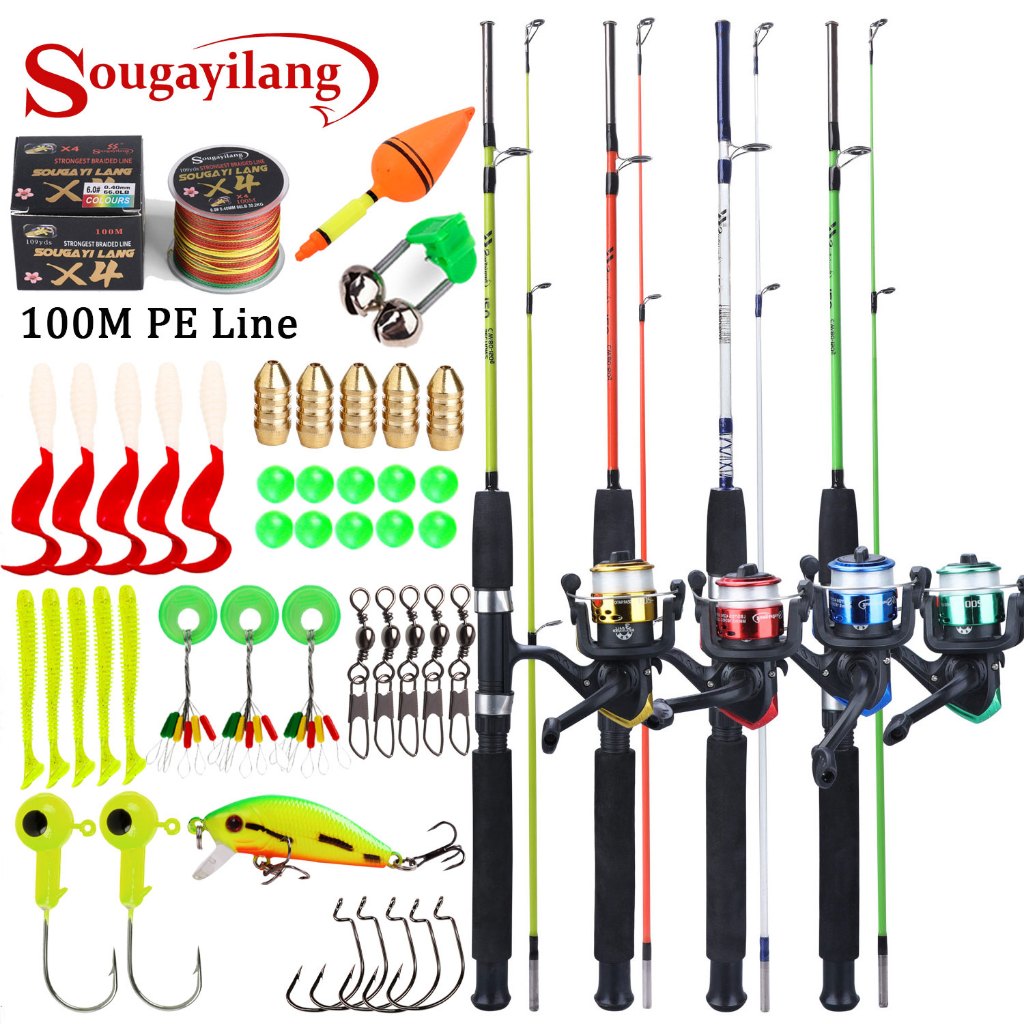 Sougayilang Spinning Joran Pancing Set 1.2/1.8M Joran Pancing 5.1:1 Reel Pancing Dengan Aksesoris Ga