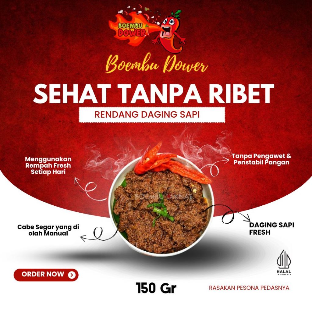 

Rendang Sapi Pedas Boembu Dower 150gr – Instan Vacuum | Siap Saji | Rendang Sapi Padang Pedes Mantul