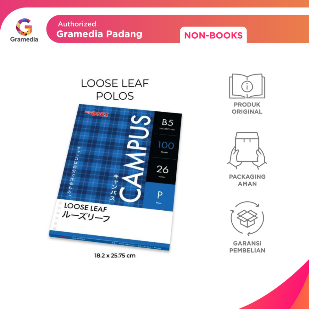 

Gramedia Padang - BigBoss Loose Leaf B5 Polos 100 Lembar