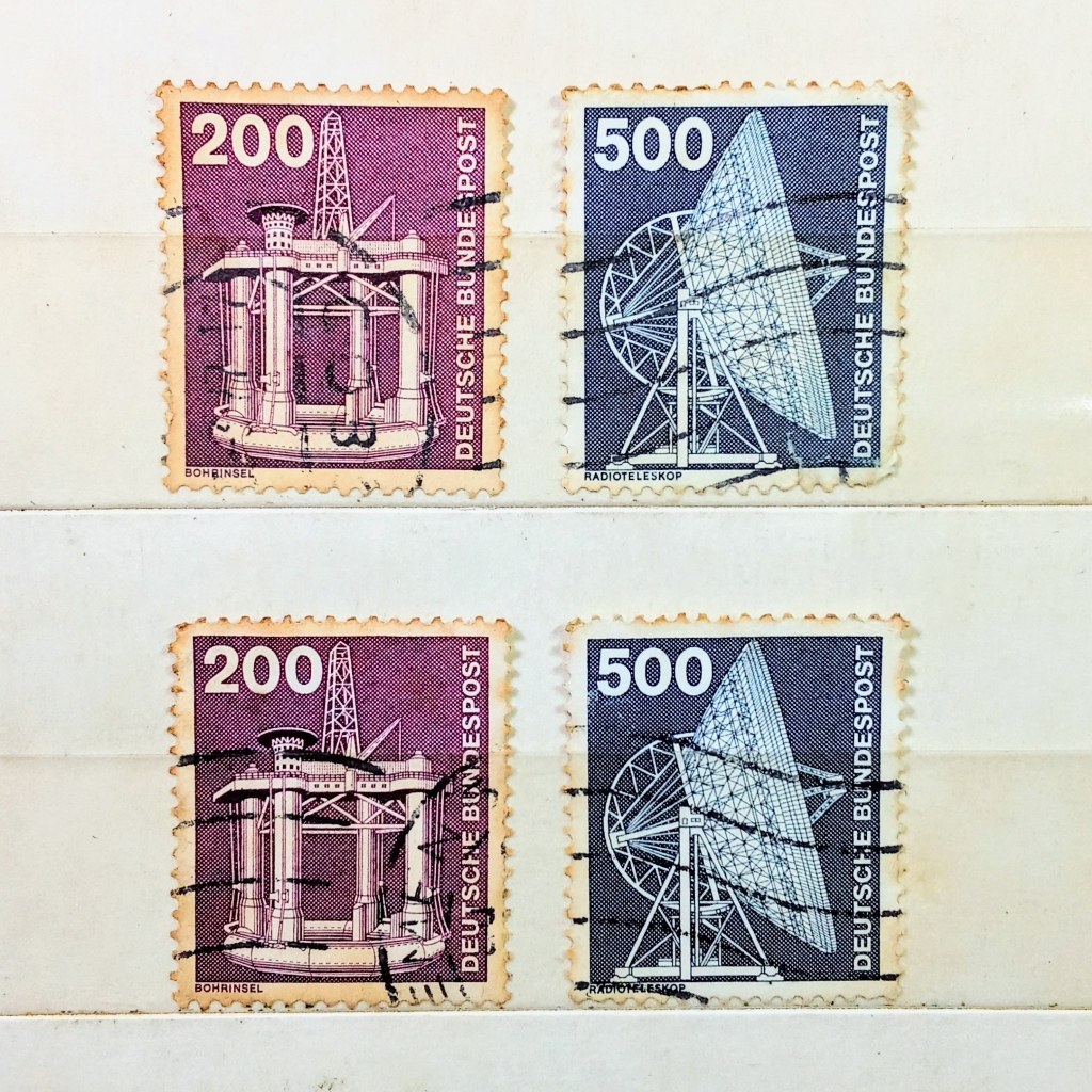 

Prangko Koleksi Filateli Jerman 1956 Bohrinsel drilling rig dan Radioteleskop