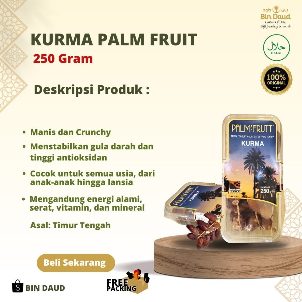

Kurma Palm Fruit 250gr – Kurma Lembut Manis Alami untuk Camilan Sehat