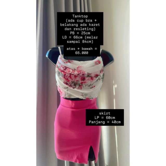 atasan bunga dan rok span pink fanta