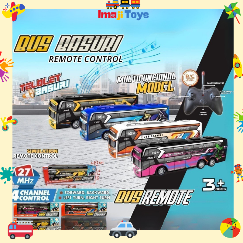 IMAJITOYS - Bus Mobil Miniatur Telolet Remote Control / Mainan Anak RC Bus Basuri Suara Klakson Musi