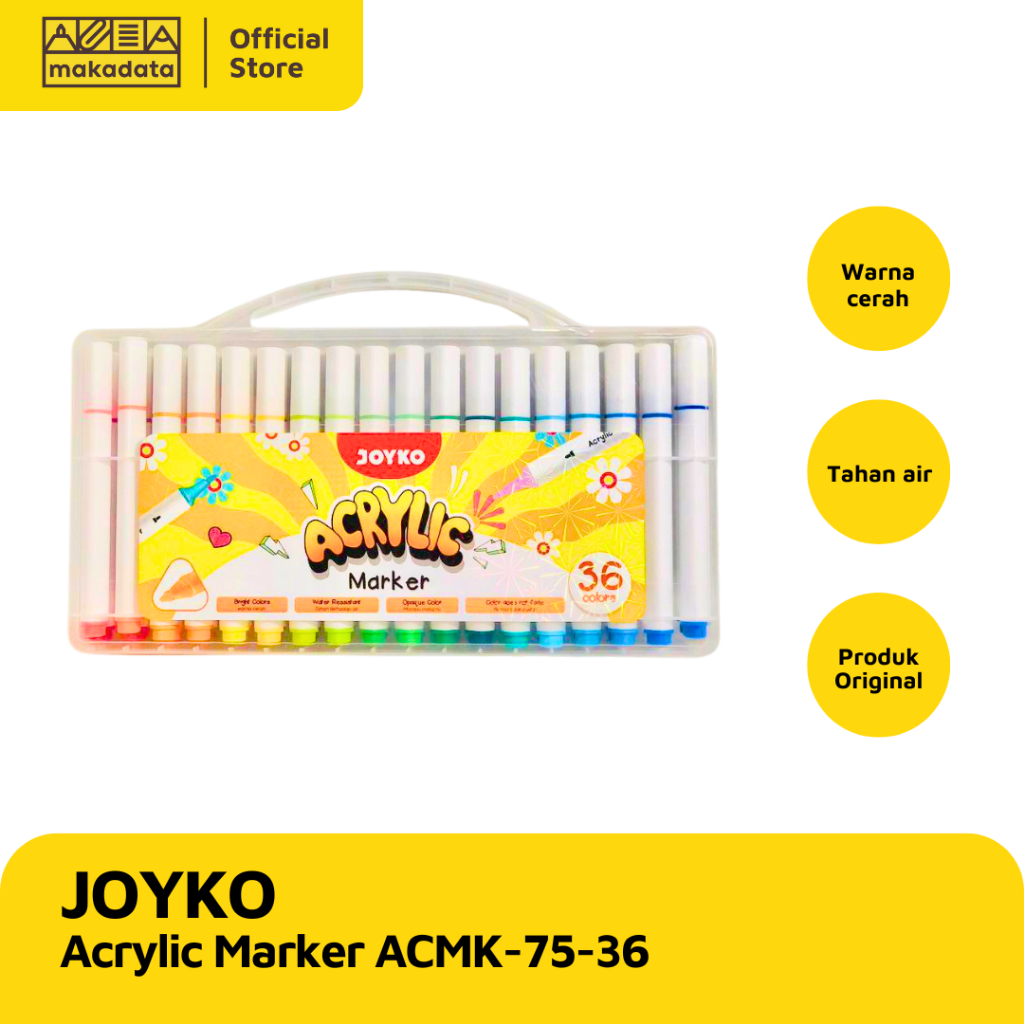 

ACRYLIC MARKER / SPIDOL ACRYLIC JOYKO 36 WARNA ACMK-75-36 MURAH