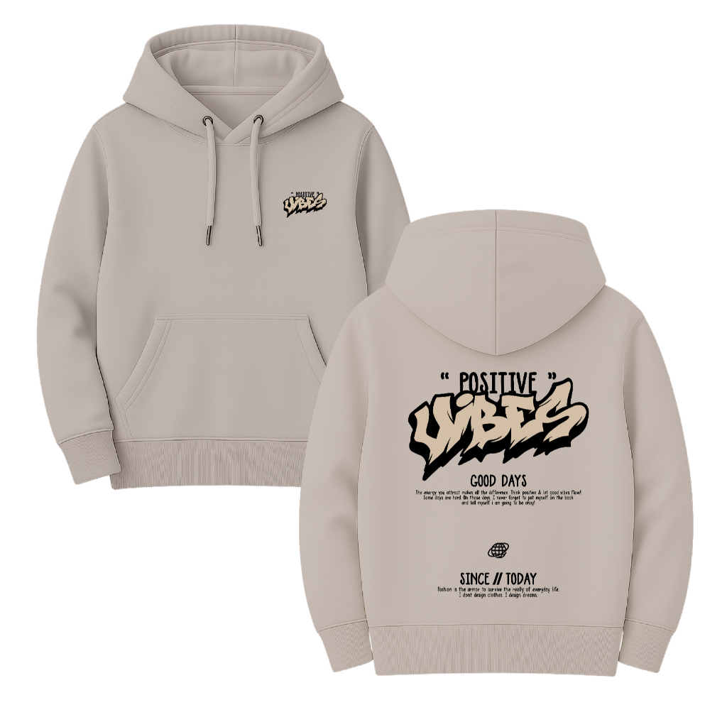 SWECLOKIDS Hoodie Jumper Sablon POSITIVE VIBES Size M-XXL (ANAK LAKI - LAKI & PEREMPUAN Usia 4 - 15 