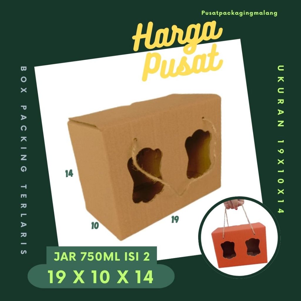 

Box Kuker jar Tali 19x10x14 Toples Jar 750ml isi 2 Jinjing Gable Box Jar Kue Kering Pusat Packaging