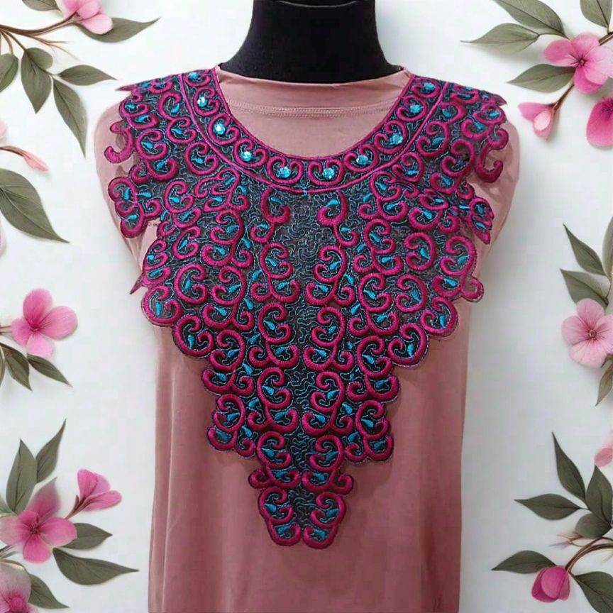 A4 Aplikasi Bordir Bunga - Bordir Tempel Manik - Bordir Patch Renda