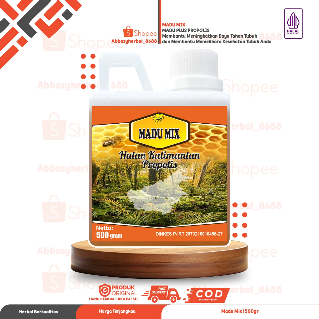 Abbasy Herbal_Produk Original Madu MIX / Hutan Kalimantan / Propolis 500gr
