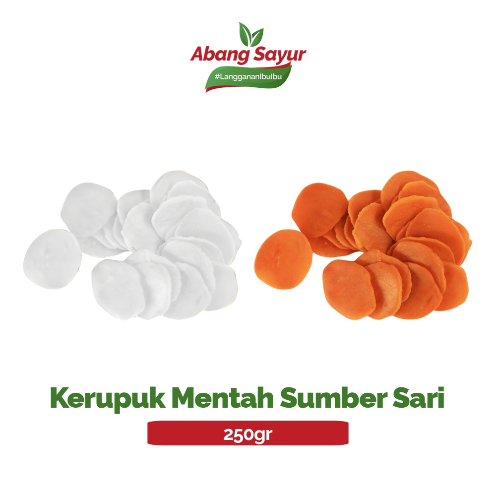 

Kerupuk Mentah Sumber Sari 250gr – Warna Oren Warna Putih