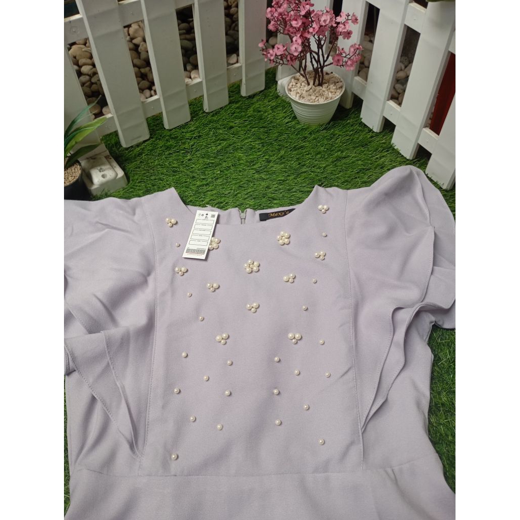 Gamis muslimah dewasa dan remaja rempel dengan mutiara bahan adem