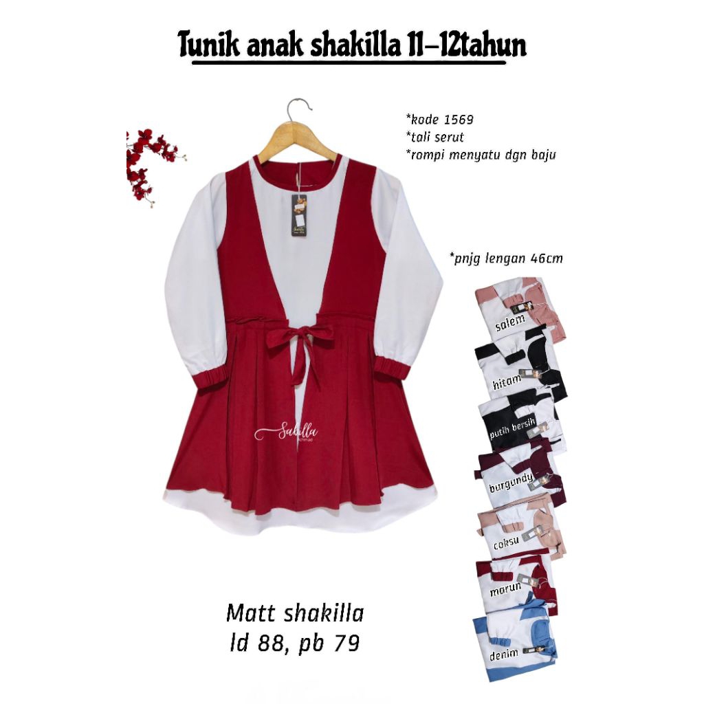 [056] Tunik Shakila anak 11-12 tahun / tunik rompi anak tanggung