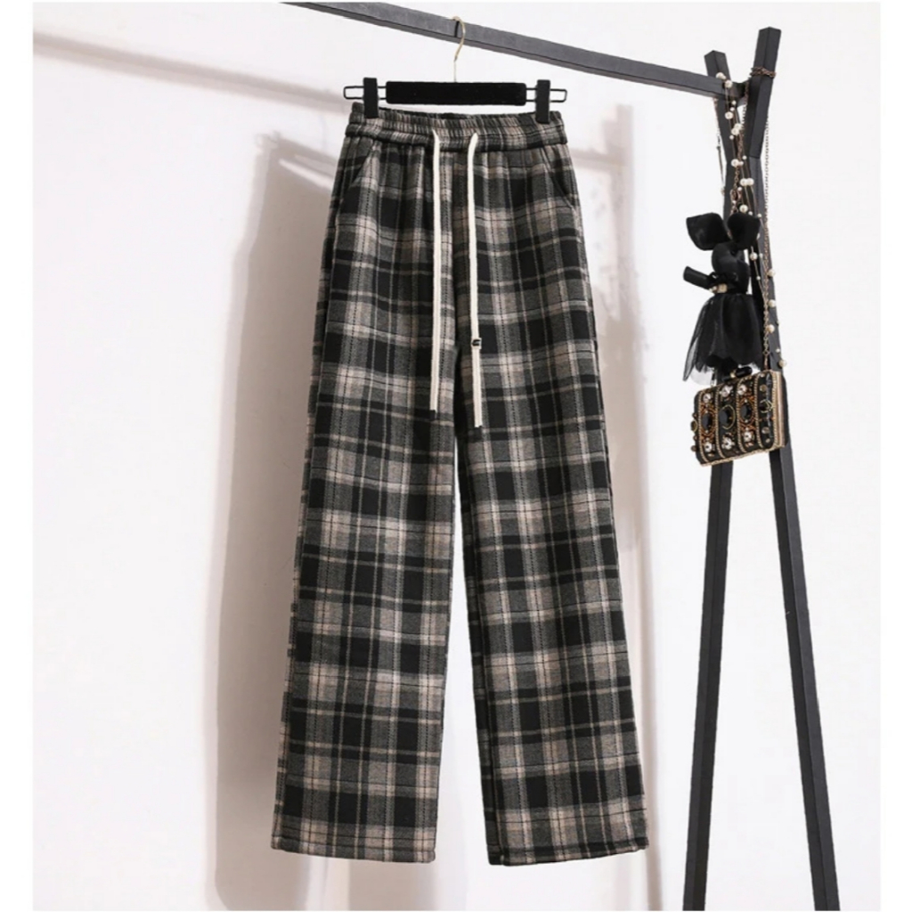 BIG SALE  CELANA LUNA BAGGY PANTS KOTAK KOTAK SUPER JUMBO FLANEL KNIT PREMIUM - CELANA TARTAN LOOSE 