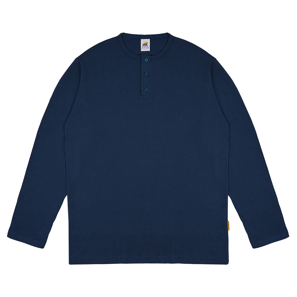House of Smith BJM Kaos Pria Lengan Panjang - Torest Longshirt Blue Itb - T Shirt Long Sleeve Henley