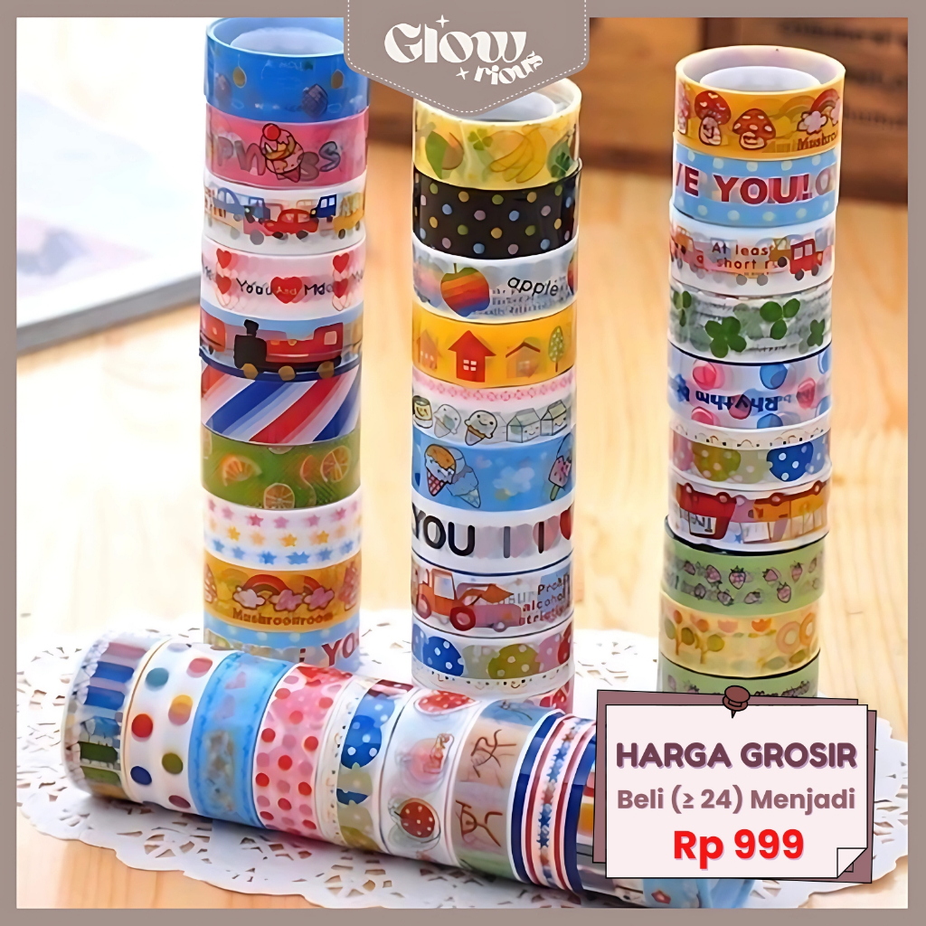 

GR Isolasi Fancy kado Per Pcs / Solasi Kado Gambar / Solatip Fancy Selotip Gliter Motif Warna LG-41