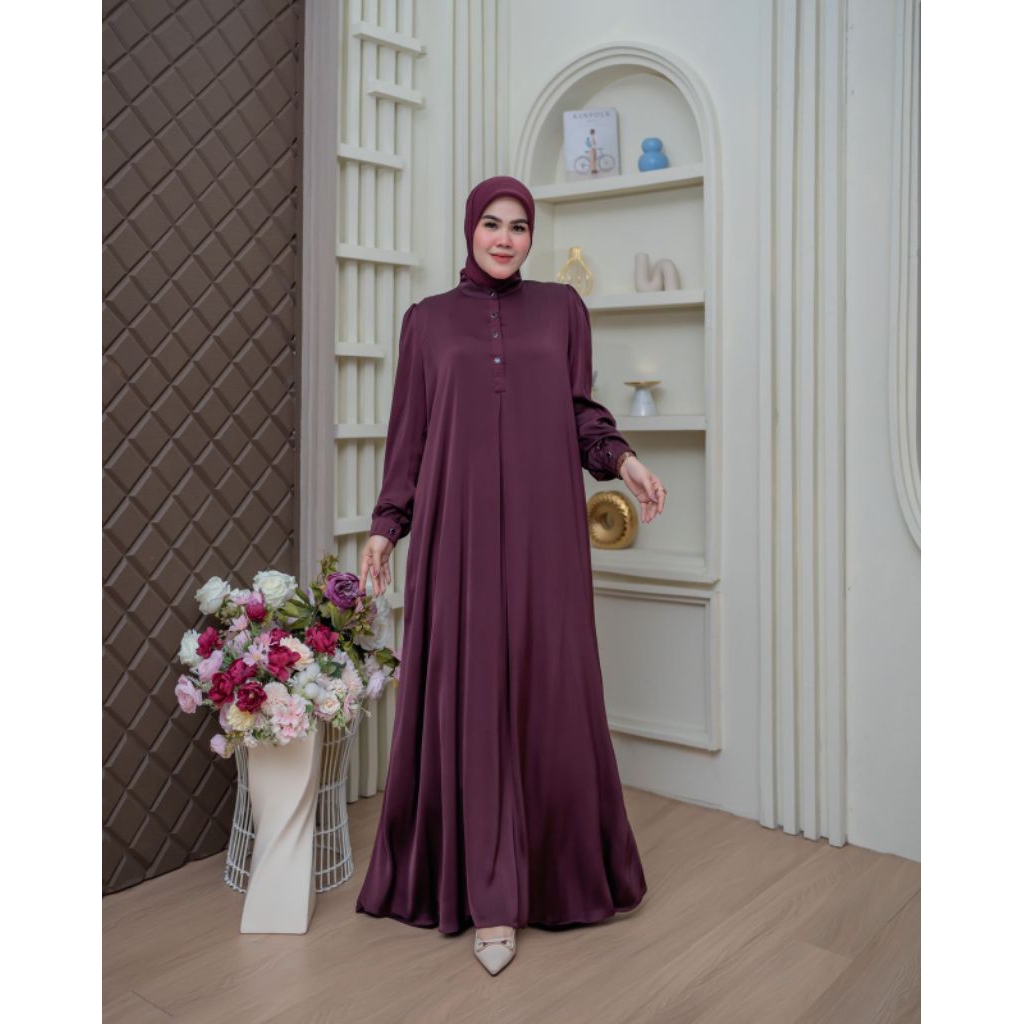 gamis polos bahan Riyana silk anti uv