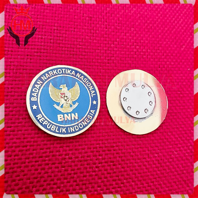 Pin Bulat Logo BNN Pin Bros BNN Logam Warna Magnet - Harapan Mulya