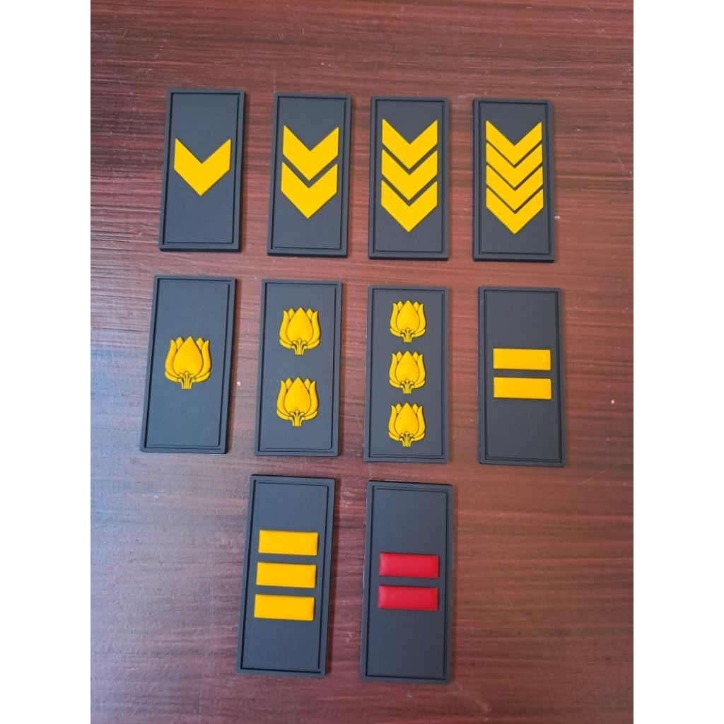 PATCH RUBBER 1SET KERAH PANGKAT TNI POLISI EMBLEM KARET