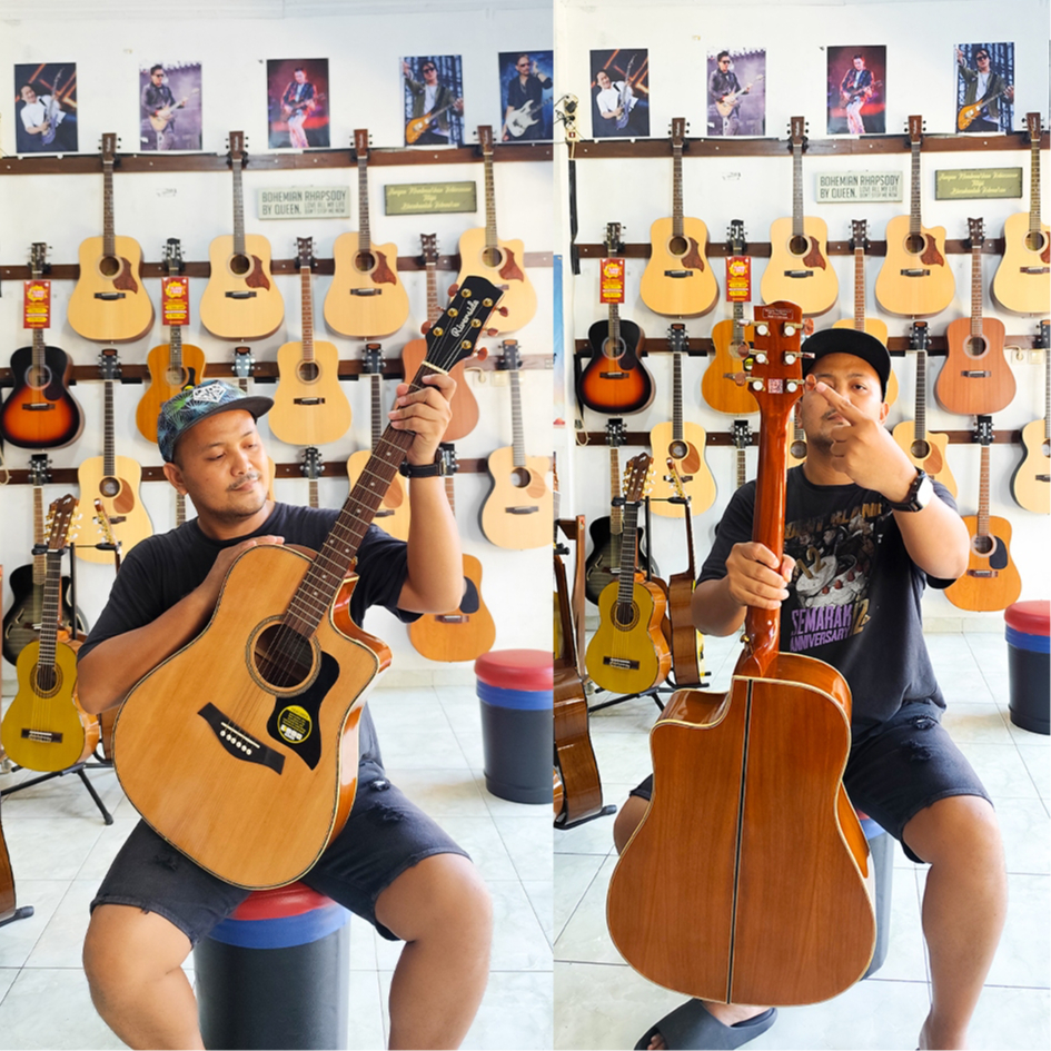 GITAR TOP SOLID ORIGINAL Gitar Original Lokal Riverside Top Solid Spruce Siprus Top Solid