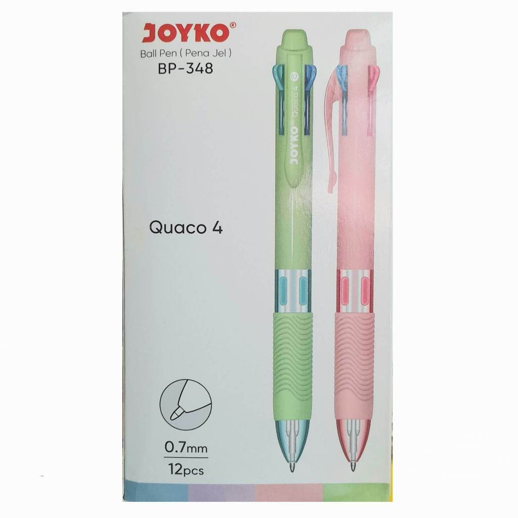 

12 Pcs Joyko BP-348 Pulpen 4 Warna / Ballpoint / Pen Body Pastel Estetik