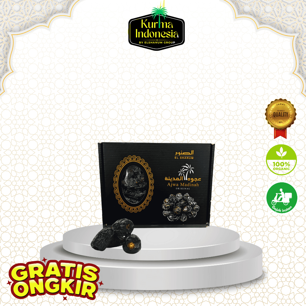 

Kurma Ajwa Medium Premium 1kg Dus Hitam Almadinah best quality - kurma indonesia