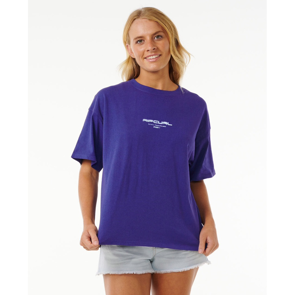 KAOS RIPCURL CEWEK ORIGINAL 100% P24 ARCADIA HERITAGE TEE WOMEN BLUE