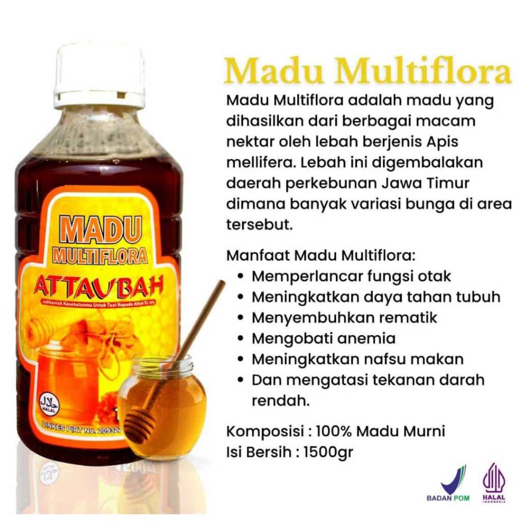 

Madu Asli At Taubah attaubah multiflora multi flora 1500gr