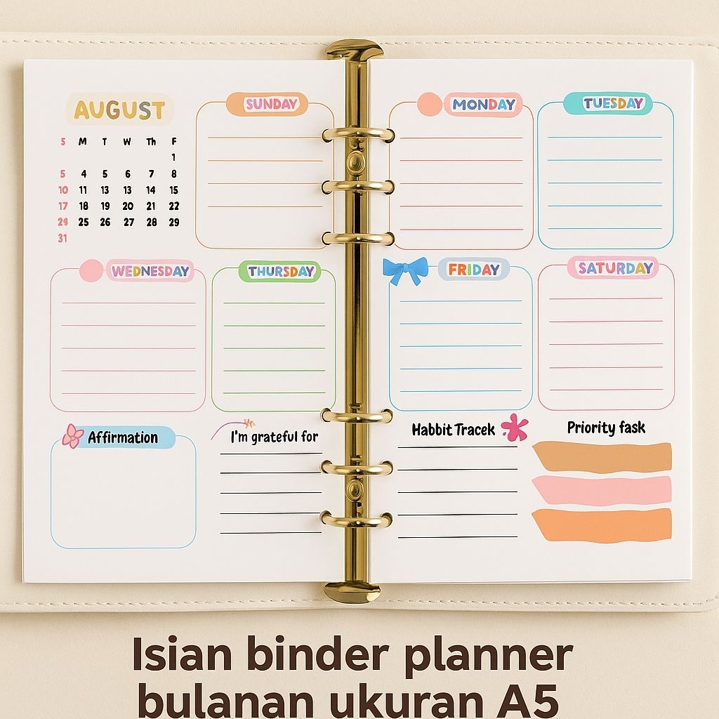 

loose leaf isian binder planner bulanan tema lucu aestetik -binder planner custome