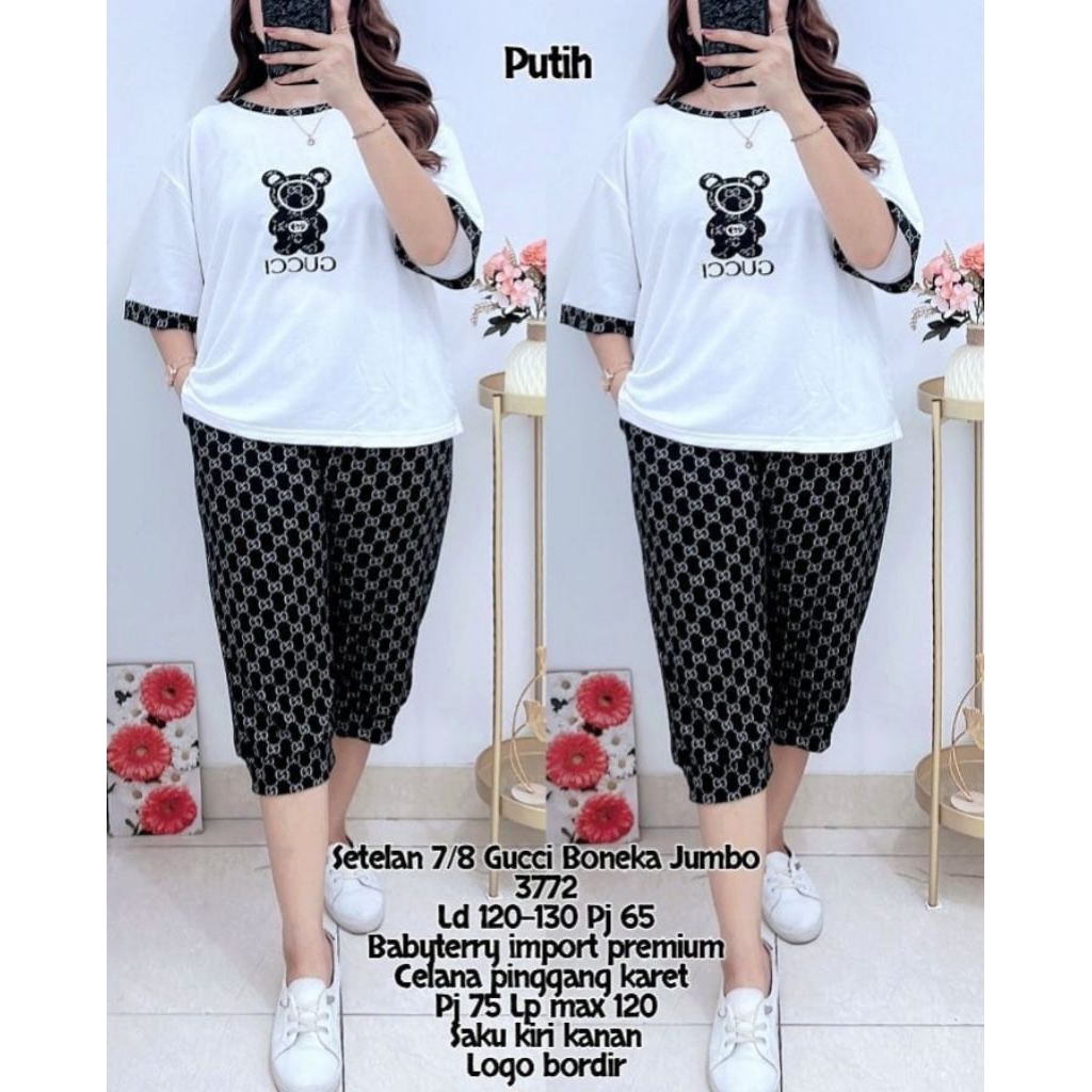 Setelan Wanita Bigsize LD120-130CM 7/8 / Baju Setelan Lengan Pendek Santai Harian