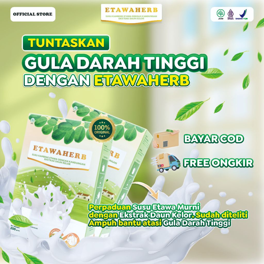 

ETAWAHERB - Susu Etawa Dan Daun Kelor Penurun Gula Darah Tinggi Alami - 200gram Tanpa Gula