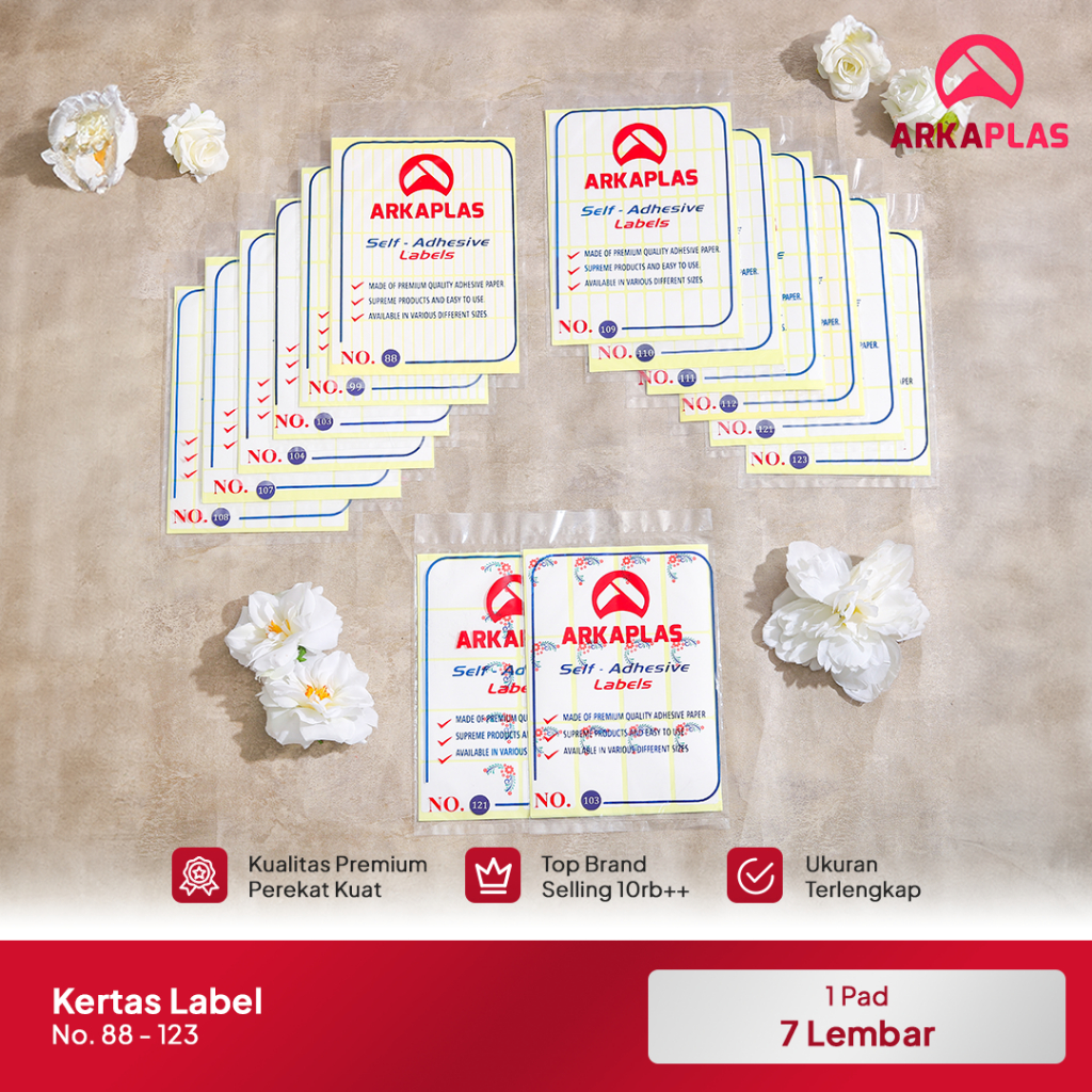 

ARKAPLAS Label Undangan Stiker Kertas Nama 50 Pad Ukuran Lengkap 88 99 103 104 107 108 109 112 121 123