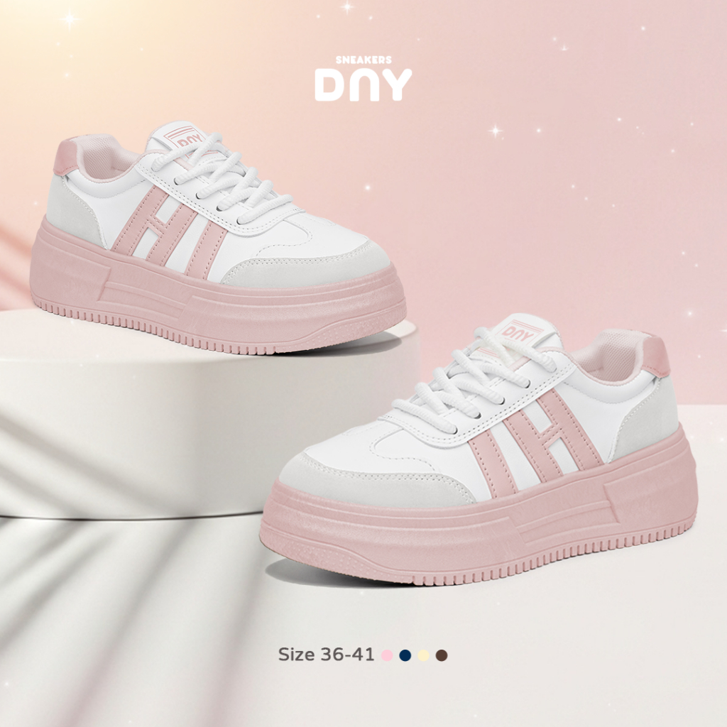 Sneakers DNY Sepatu Tinggi Wanita Sneakers Cewek Sepatu Kuliah Anak Perempuan DNY417