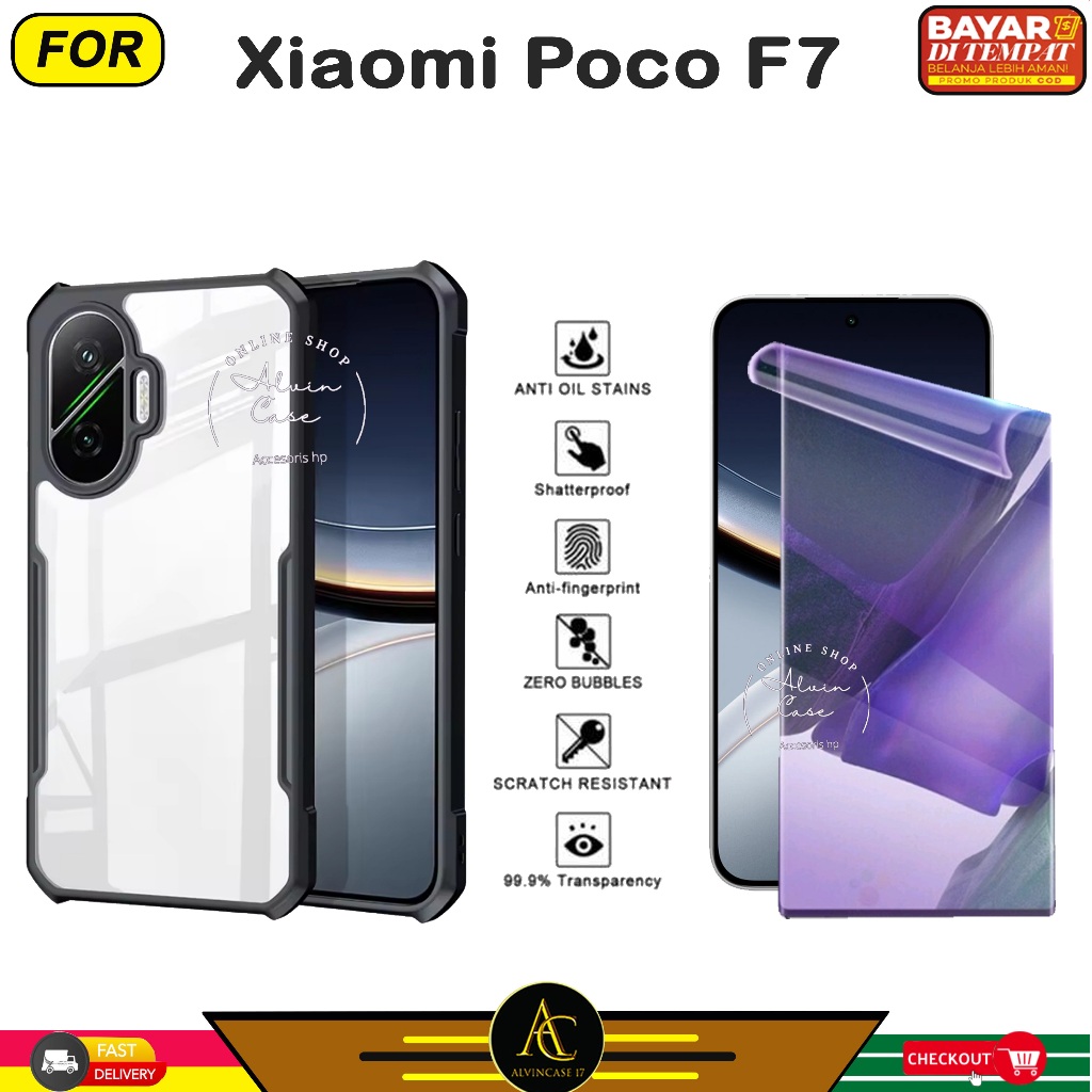 Paket 2IN1 Case Xiaomi Poco F7 Poco F7 Ultra Poco F7 Pro Case Fusion Anti Gores Hydrogel Full