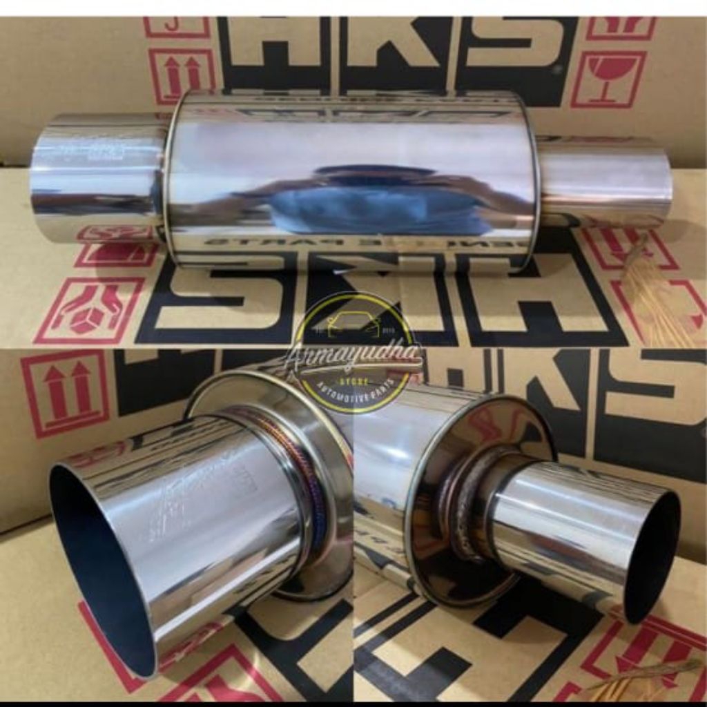 Muffler knalpot HKS single exit inlet 75mm 3inchi Universal EVO skyline BMW VW original japan