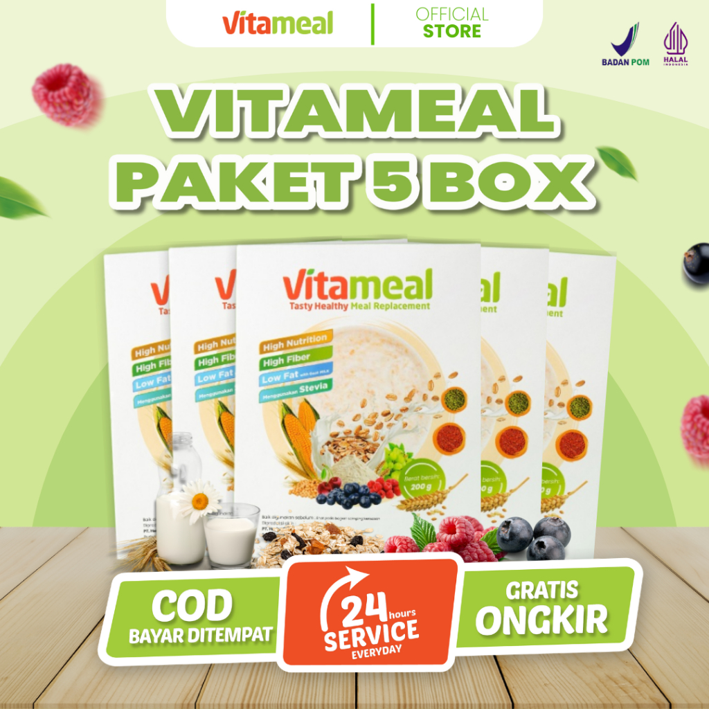 

PAKET 5 BOX - Sereal Vitameal Atasi Diabetes Jaga Gula Darah Kolesterol Hipertensi Vitameal Official Store VITAMIL HIPERTENSI