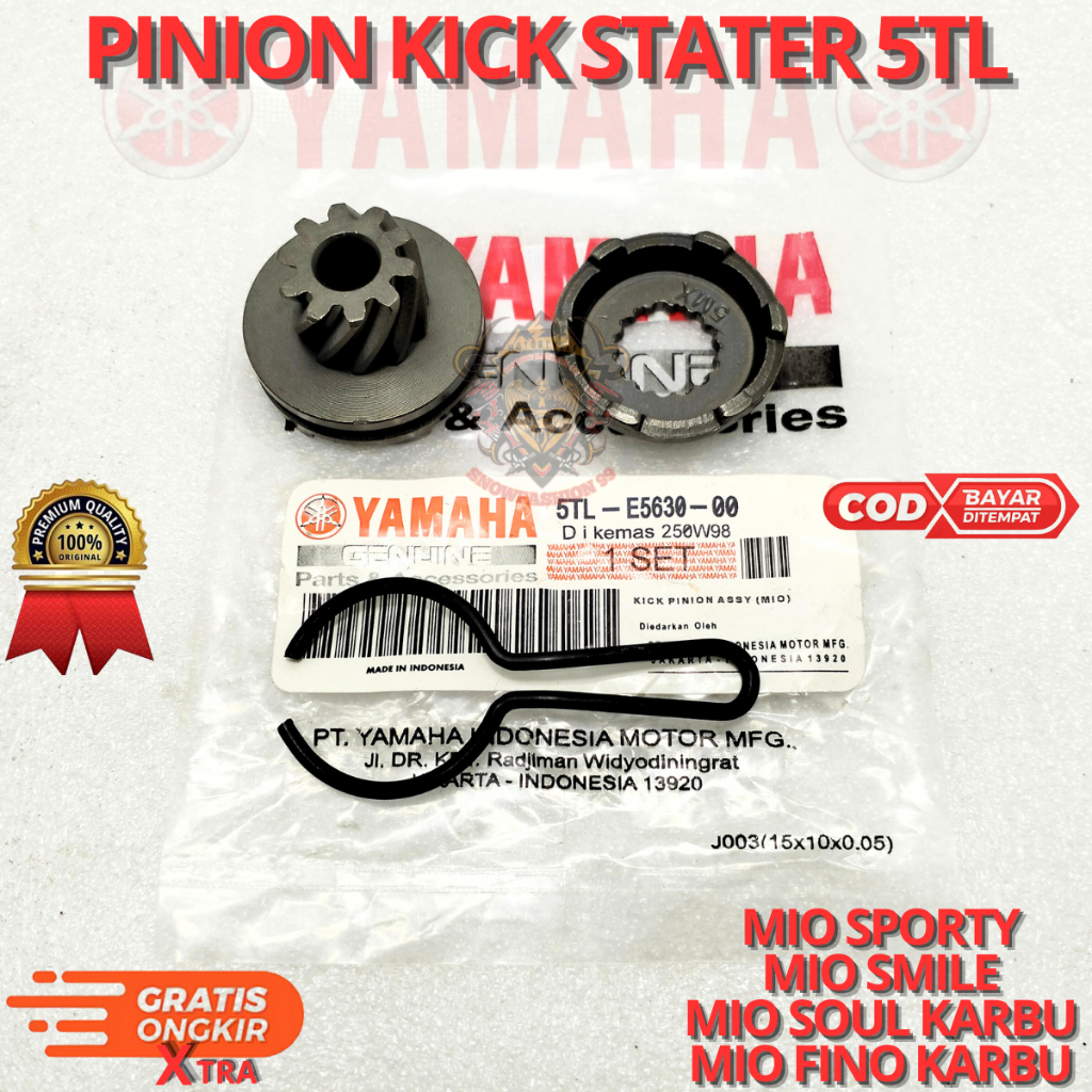 PINION KICK STATER 5TL UNTUK MOTOR MIO SPORTY,MIO SMILE,MIO SOUL KARBU,MIO FINO KARBU.YGP BERKUALITA