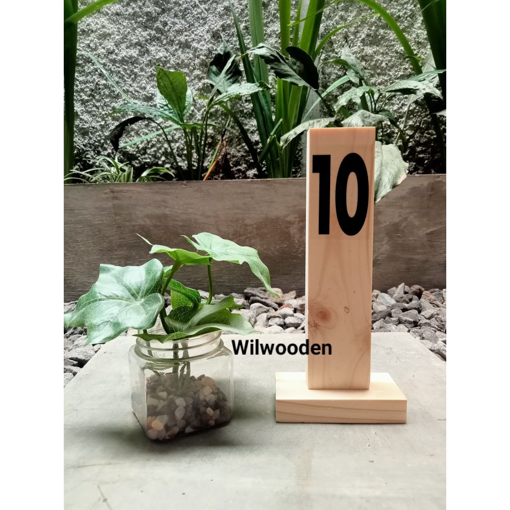 Table number | Nomor meja kayu jati belanda tinggi 18cm