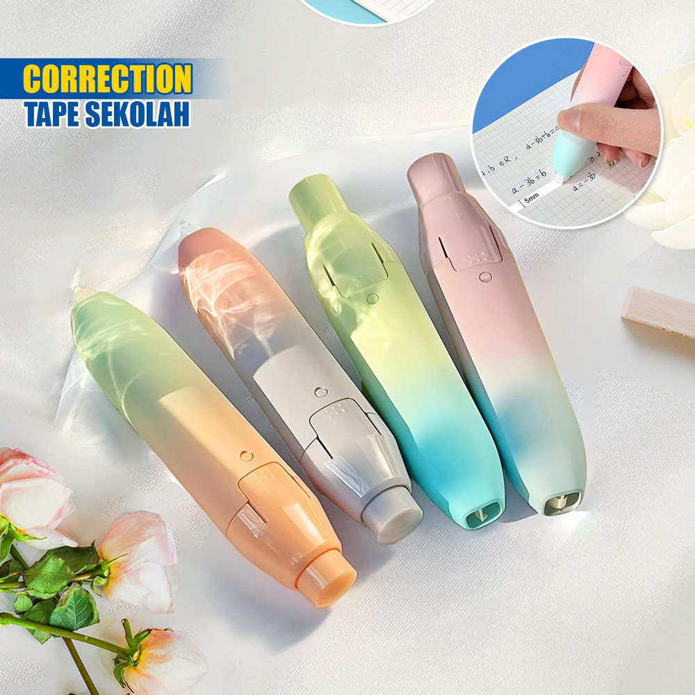 

EC Correction Tape Gradasi Warna Pastel Perlengkapan Sekolah Tip X Kertas Aesthetic / Tip Ex Roll Two Tone Model Cetek Pita Koreksi Multifungsi Stockami A97
