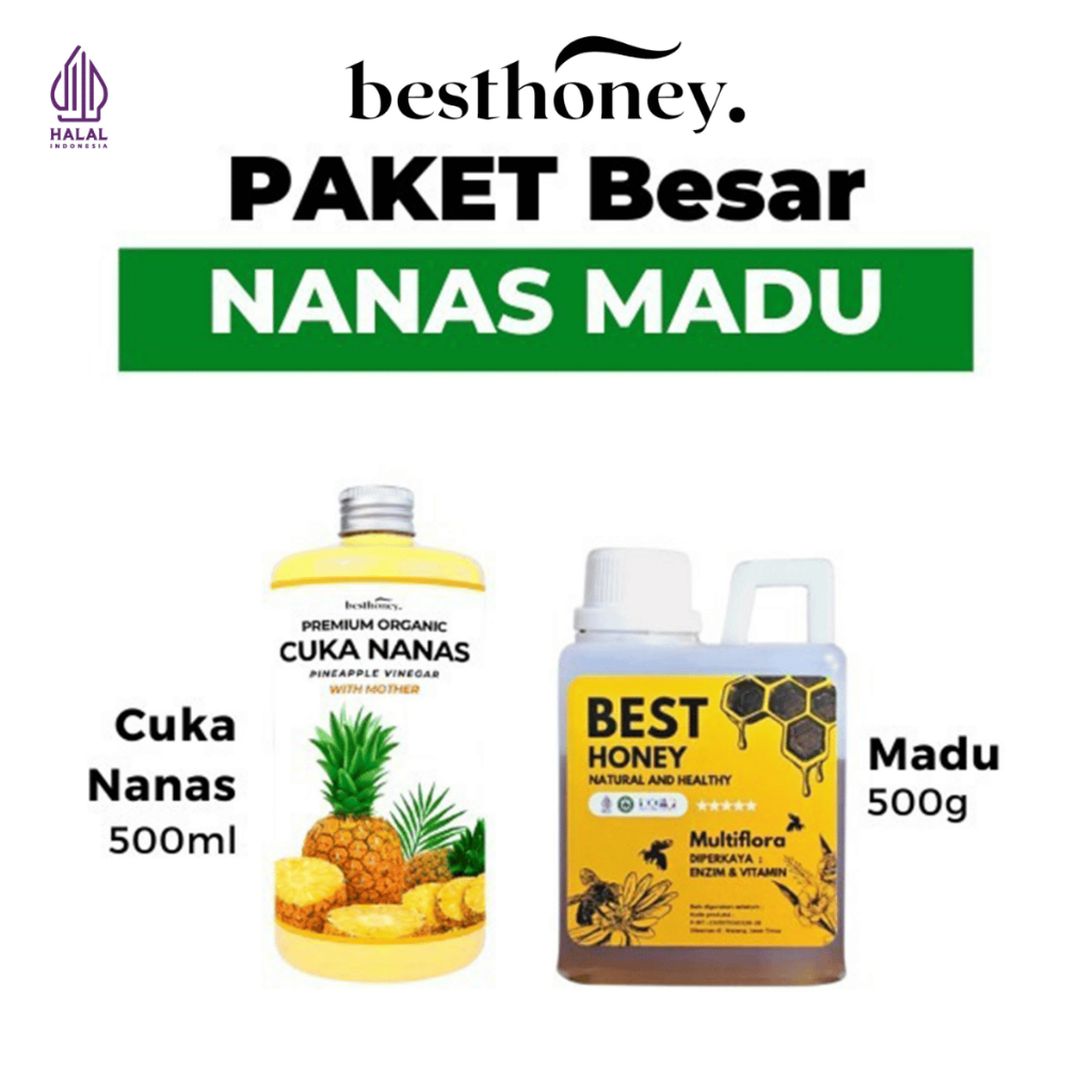 

Best Honey Paket Bundling Diet Sehat Detox Asam Urat Cuka Nanas dan Madu Multiflora 250 ml / 500 gr