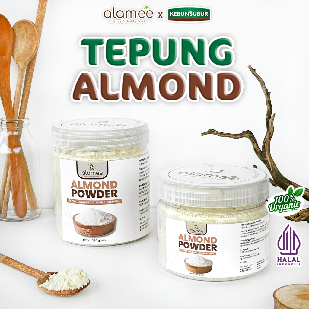 

ALAMEE Tepung Almond Bubuk Almond Powder Almond Flour Tanpa Campuran Gluten FREE kebunsurbur