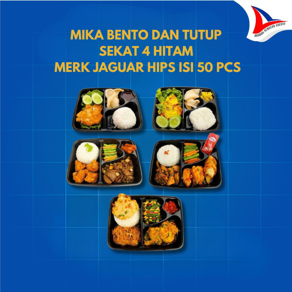 Mika Bento 4 Sekat Mulia Jaguar Lunch Box Tempat Bekal Makanan Wadah Catering Food Packaging ISI 50 